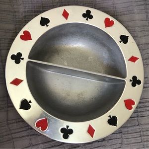 Vintage WILTON ARMETALE Cards Party Bowl Divided Pewter 10” spades Hearts NEW
